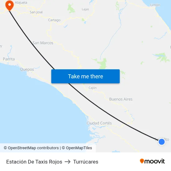 Estación De Taxis Rojos to Turrúcares map
