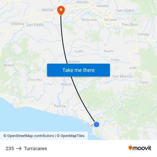 235 to Turrúcares map