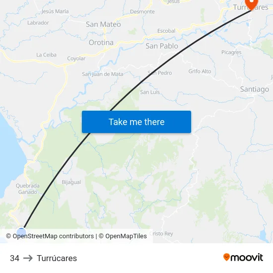 34 to Turrúcares map