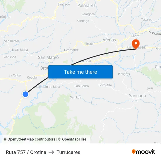 Ruta 757 / Orotina to Turrúcares map