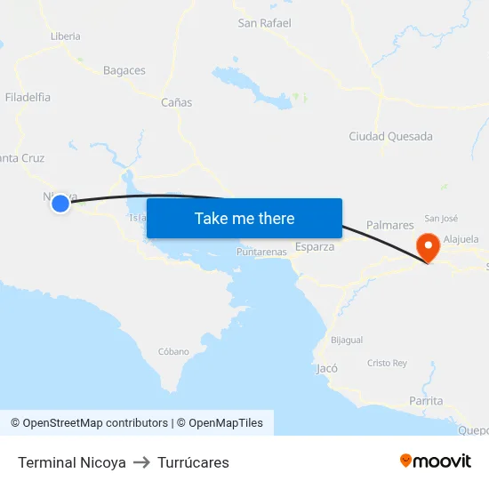 Terminal Nicoya to Turrúcares map