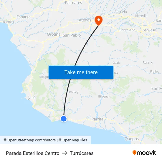Parada Esterillos Centro to Turrúcares map