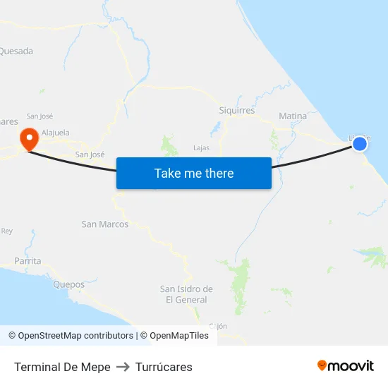 Terminal De Mepe to Turrúcares map