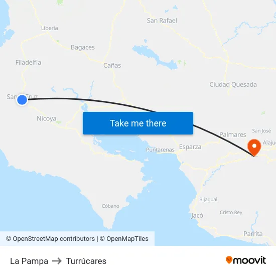 La Pampa to Turrúcares map