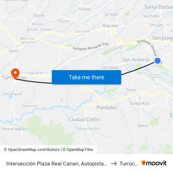 Intersección Plaza Real Cariari, Autopista General Cañas to Turrúcares map