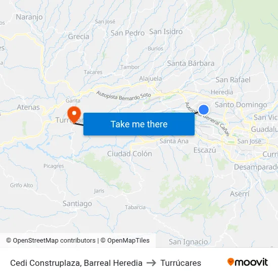 Cedi Construplaza, Barreal Heredia to Turrúcares map