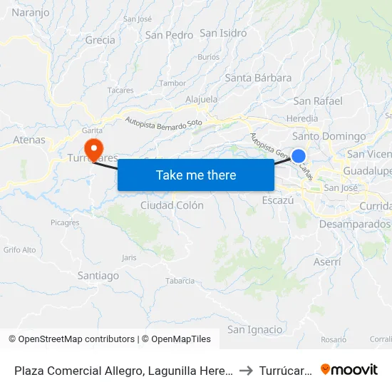 Plaza Comercial Allegro, Lagunilla Heredia to Turrúcares map