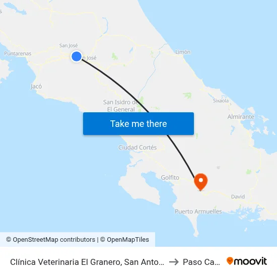 Clínica Veterinaria El Granero, San Antonio De Belén to Paso Canoas map
