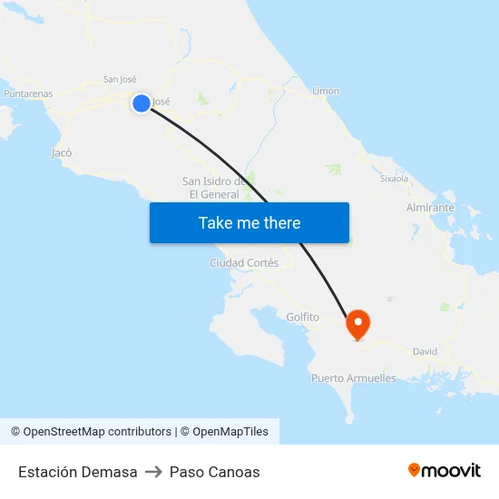 Estación Demasa to Paso Canoas map