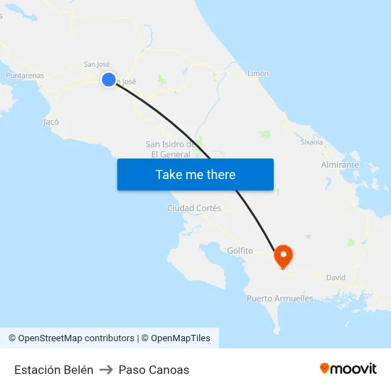 Estación Belén to Paso Canoas map