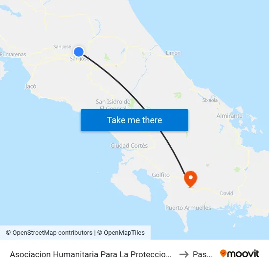 Asociacion Humanitaria Para La Proteccion Animal De Costa Rica, Los Ángeles De San Rafael to Paso Canoas map