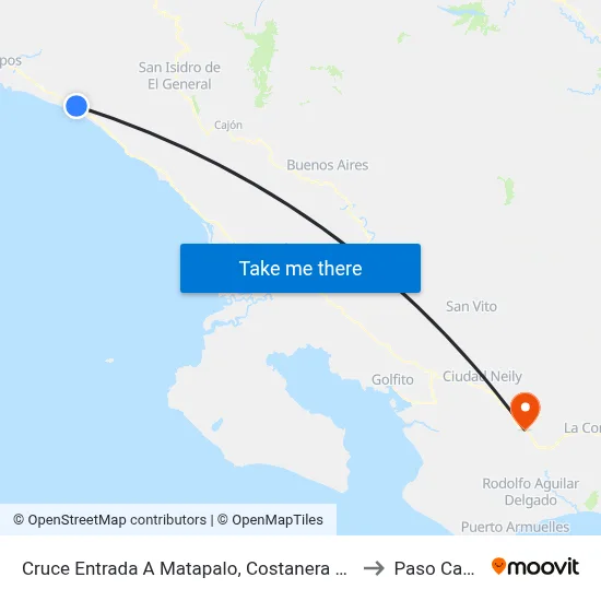 Cruce Entrada A Matapalo, Costanera Sur Quepos to Paso Canoas map
