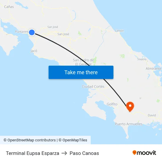 Terminal Eupsa Esparza to Paso Canoas map