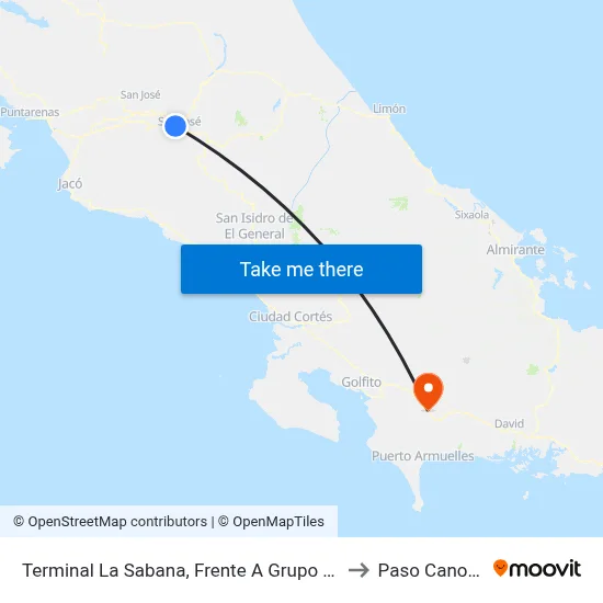 Terminal La Sabana, Frente A Grupo Ice to Paso Canoas map
