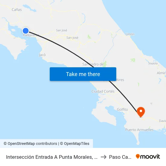Intersección Entrada A Punta Morales, Puntarenas to Paso Canoas map