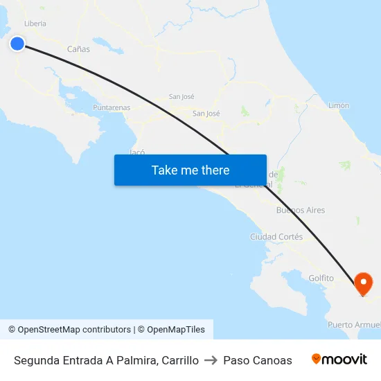 Segunda Entrada A Palmira, Carrillo to Paso Canoas map