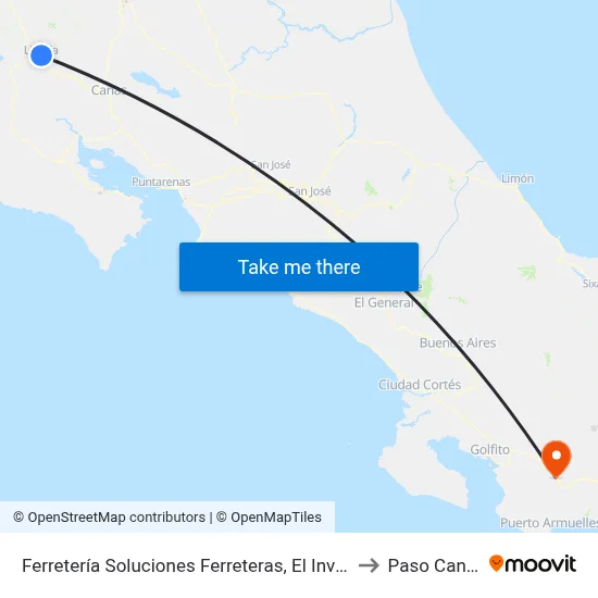Ferretería Soluciones Ferreteras, El Invu Liberia to Paso Canoas map
