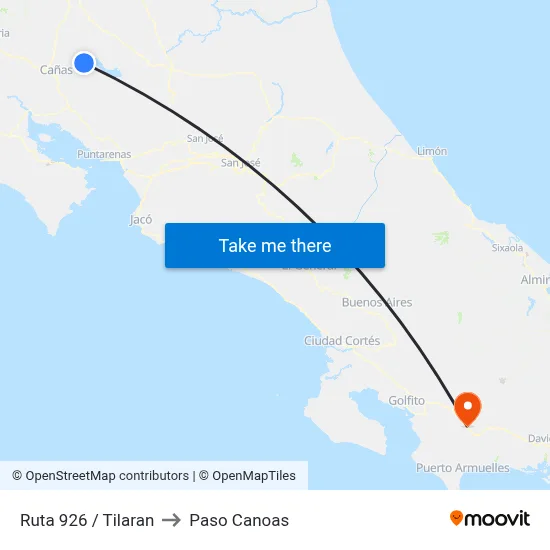 Ruta 926 / Tilaran to Paso Canoas map