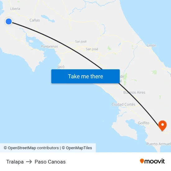 Tralapa to Paso Canoas map