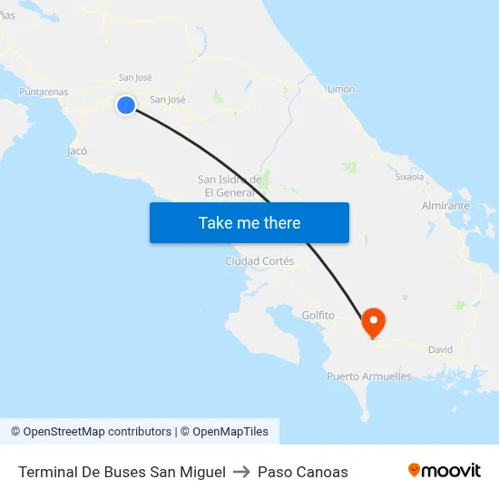 Terminal De Buses San Miguel to Paso Canoas map