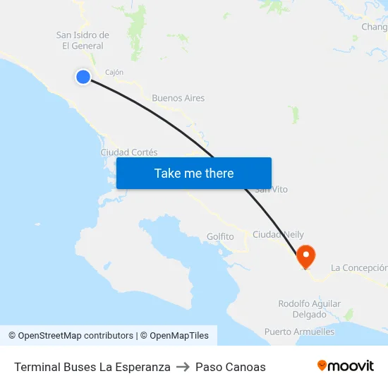 Terminal Buses La Esperanza to Paso Canoas map