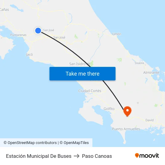 Estación Municipal De Buses to Paso Canoas map