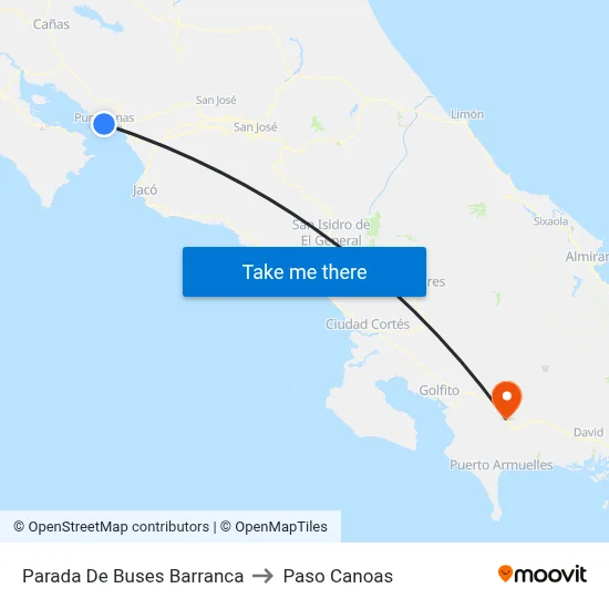 Parada De Buses Barranca to Paso Canoas map