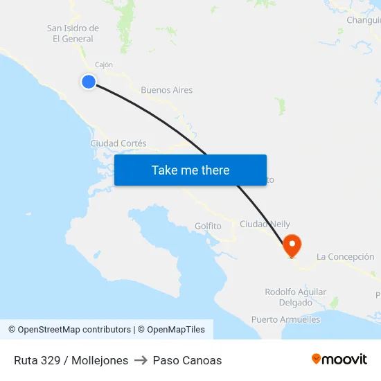 Ruta 329 / Mollejones to Paso Canoas map