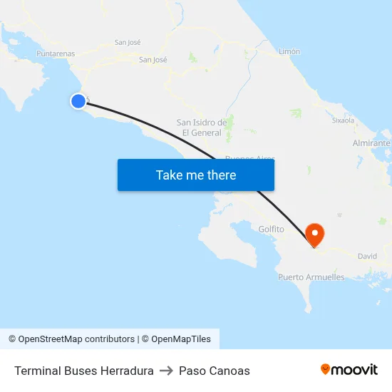 Terminal Buses Herradura to Paso Canoas map