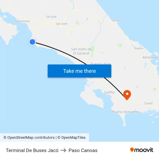 Terminal De Buses Jacó to Paso Canoas map