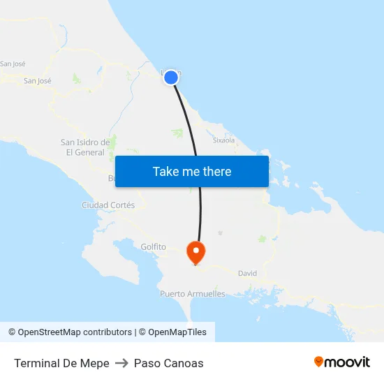 Terminal De Mepe to Paso Canoas map