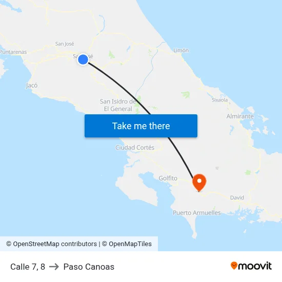 Calle 7, 8 to Paso Canoas map