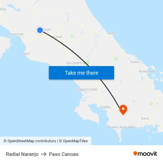 Radial Naranjo to Paso Canoas map