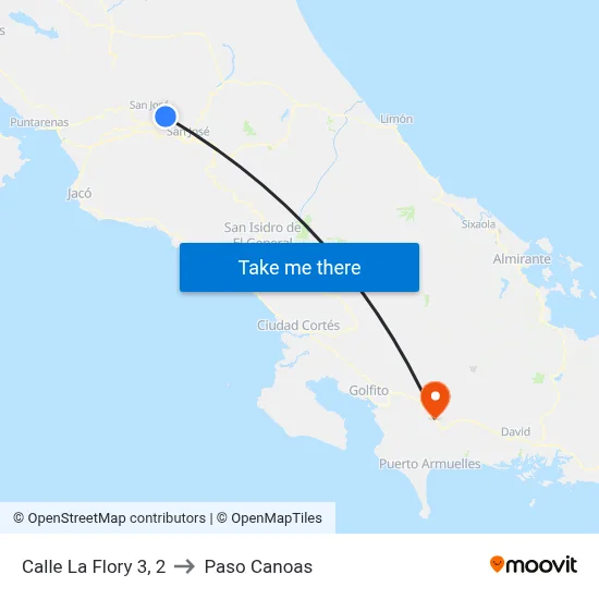 Calle La Flory 3, 2 to Paso Canoas map