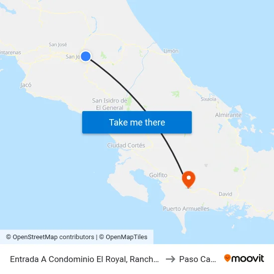 Entrada A Condominio El Royal, Rancho Redondo to Paso Canoas map
