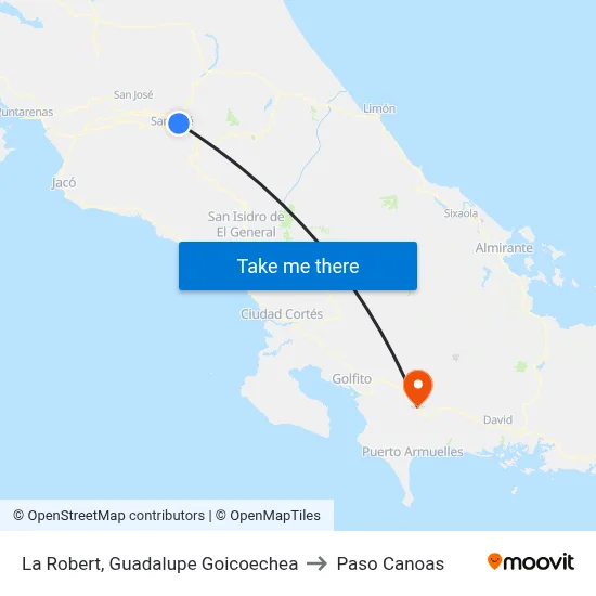 La Robert, Guadalupe Goicoechea to Paso Canoas map