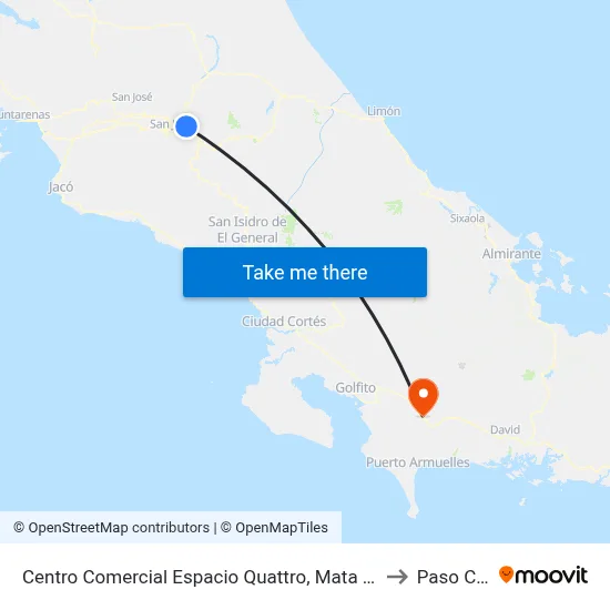 Centro Comercial Espacio Quattro, Mata De Plátano Goicoechea to Paso Canoas map