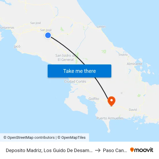 Deposito Madriz, Los Guido De Desamparados to Paso Canoas map