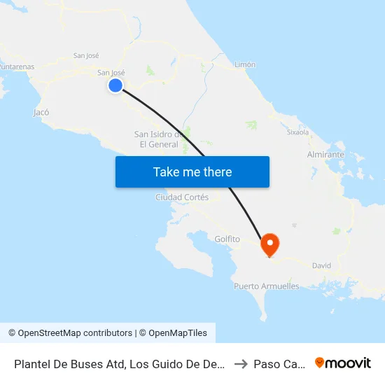 Plantel De Buses Atd, Los Guido De Desamparados to Paso Canoas map