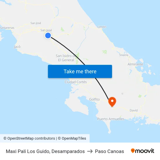 Maxi Palí Los Guido, Desamparados to Paso Canoas map