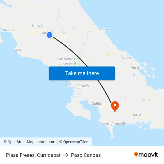 Plaza Freses, Curridabat to Paso Canoas map