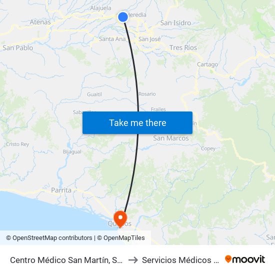 Centro Médico San Martín, San Joaquín De Flores to Servicios Médicos de Emergencia map