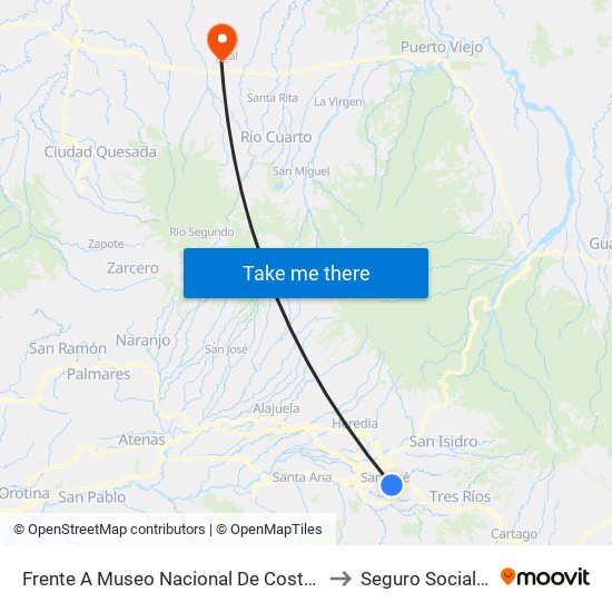 Frente A  Museo Nacional De Costa Rica, San José to Seguro Social de Pital map