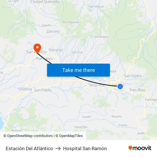Estación Del Atlántico to Hospital San Ramón map