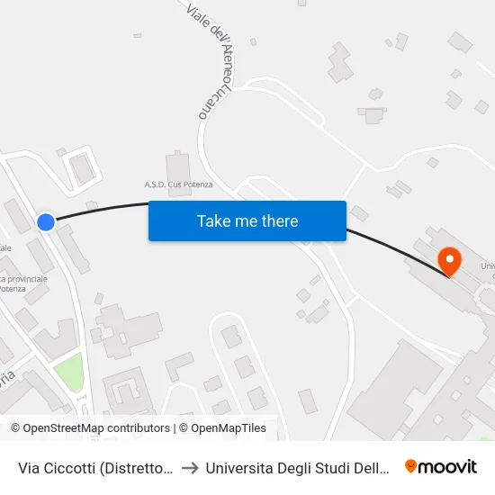 Via Ciccotti (Distretto Militare) to Universita Degli Studi Della Basilicata map