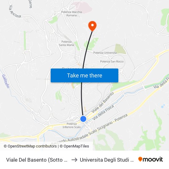 Viale Del Basento (Sotto Ponte Musmeci) to Universita Degli Studi Della Basilicata map