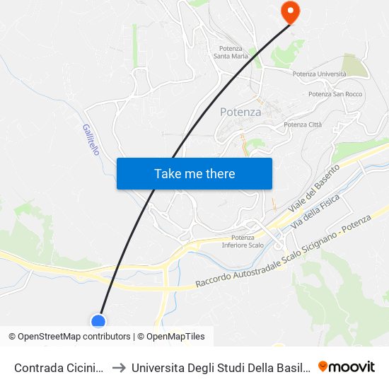 Contrada Ciciniello to Universita Degli Studi Della Basilicata map