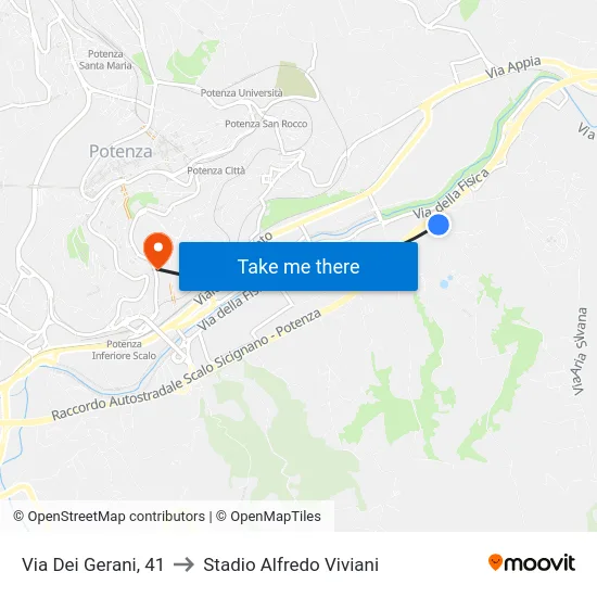 Via Dei Gerani, 41 to Stadio Alfredo Viviani map