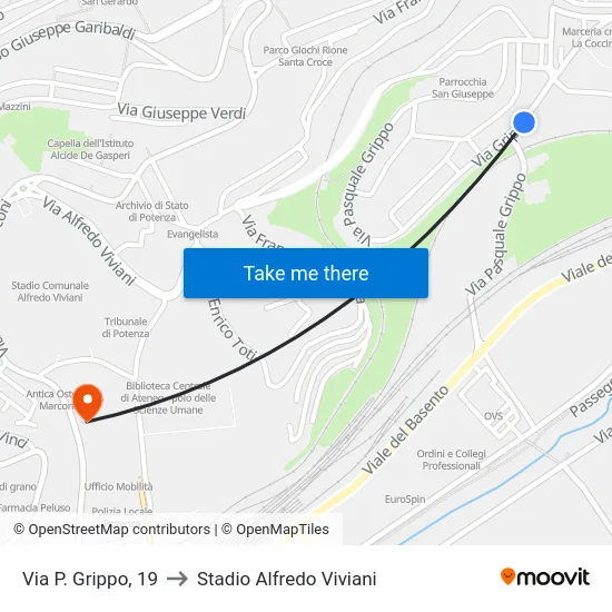 Via P. Grippo, 19 to Stadio Alfredo Viviani map
