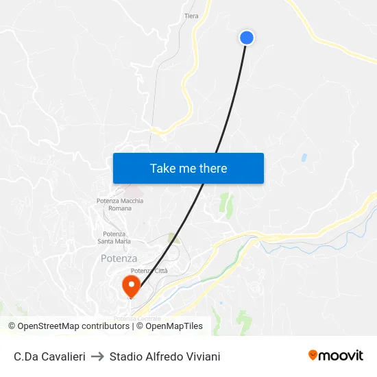 C.Da Cavalieri to Stadio Alfredo Viviani map